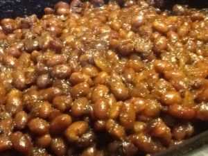 Old fashion baked beans and fat pork.