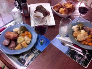 Prime rib roast dinner with Yorkshire pudding