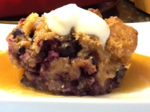 Blueberry Duff with Caramel Sauce