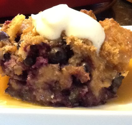 Blueberry Duff with Caramel Sauce