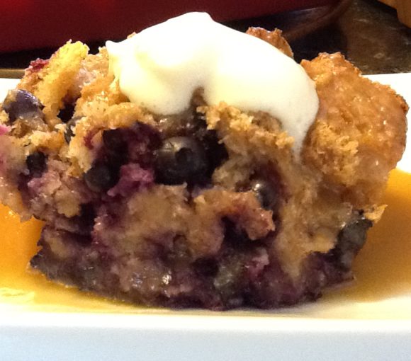 Blueberry Duff with Caramel Sauce