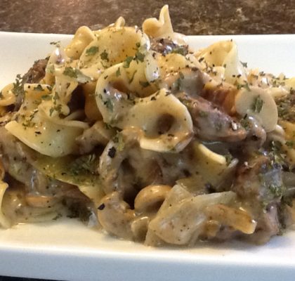 Traditional Newfoundland moose stroganoff