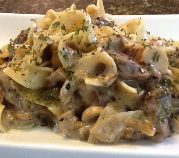 Traditional Newfoundland moose stroganoff