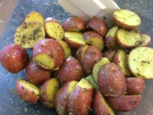 Stuffed Chicken Breasts and Baked Baby Spuds