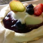 Meringue Bowls with Rhubarb and Berry Filling