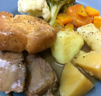 Prime Rib Roast Dinner with Yorkshire Pudding