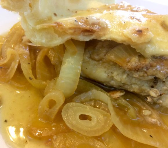 Pork Chops, Onions and Gravy with Pastry