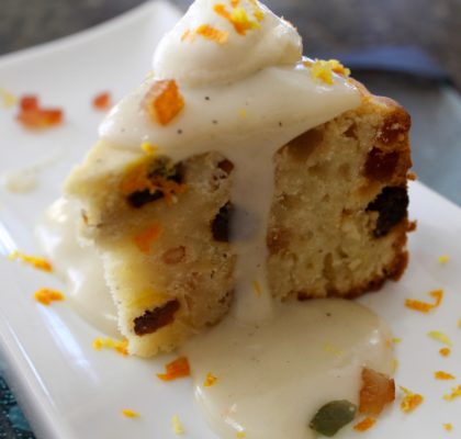 Easter Pudding with White Cream Sauce