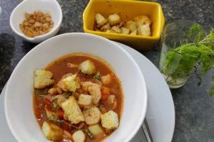 Tomato base seafood chowder