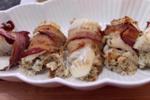 Bacon wrapped stuffed cod fillets