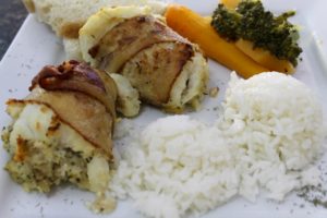 Bacon wrapped stuffed cod fillets