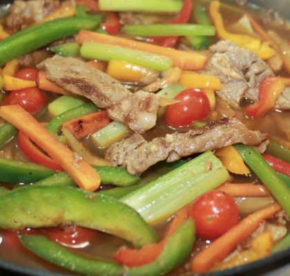 PEPPER STEAK with Black Bean Rice