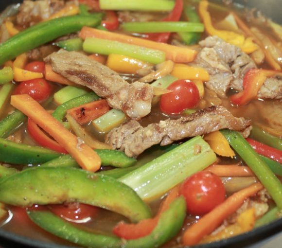 PEPPER STEAK with Black Bean Rice