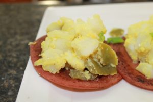 Hot Potato Salad in Bologna Cups