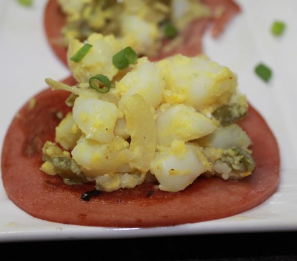 Hot Potato Salad in Bologna Cups