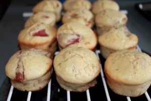 Rhubarb Muffins and Boiled Icing