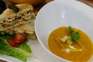 BUTTERNUT SQUASH SOUP and WESTERN SANDWICH