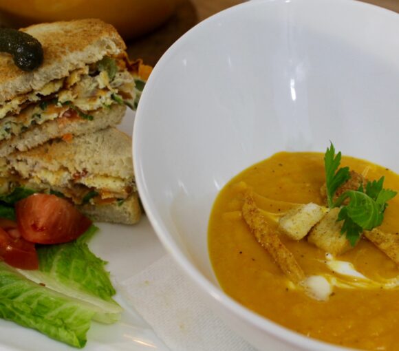 BUTTERNUT SQUASH SOUP and WESTERN SANDWICH