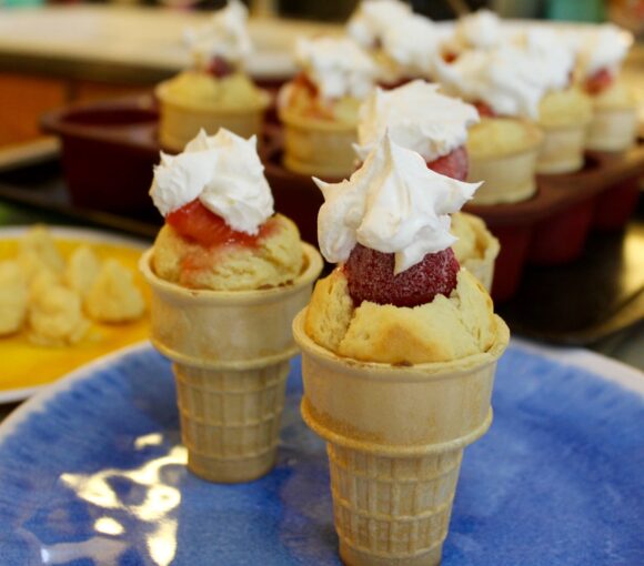 STRAWBERRY CONE CAKES