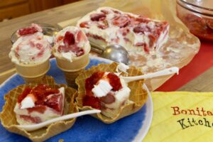 Rhubarb and Strawberry Ice-Cream