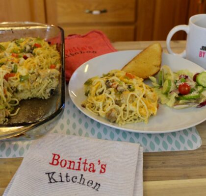 CREAMY CHICKEN SPAGHETTI CASSEROLE