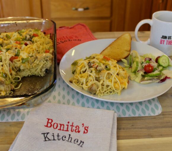 CREAMY CHICKEN SPAGHETTI CASSEROLE