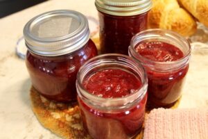 Rhubarb and Partridgeberry Jam
