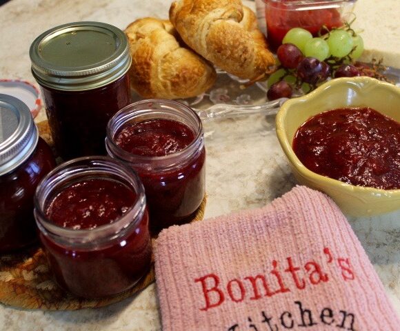 Rhubarb and Partridgeberry Jam